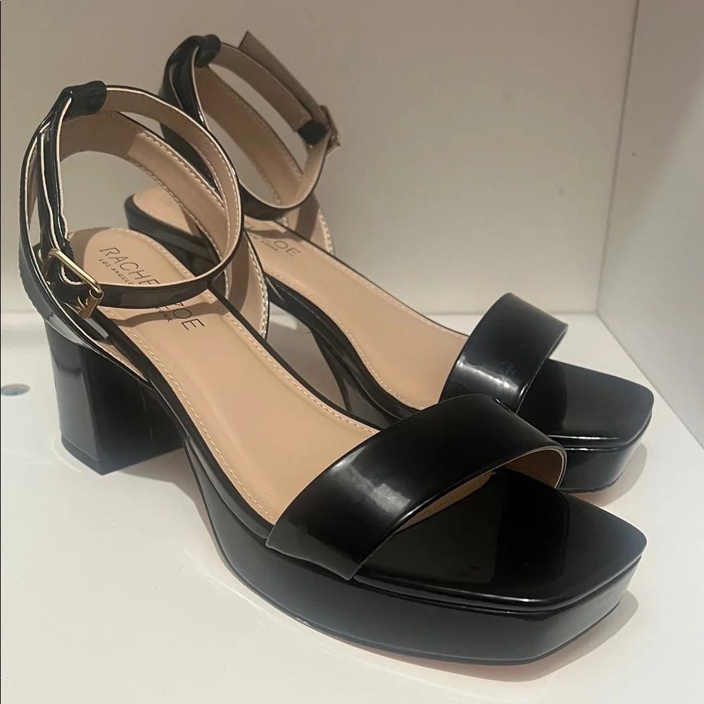 Rachel Zoe Black Patent Platform Sandals